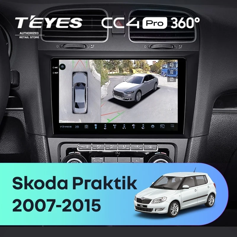 Штатная магнитола Teyes CC4 Pro 360 12/256 Skoda Praktik (2007-2015)