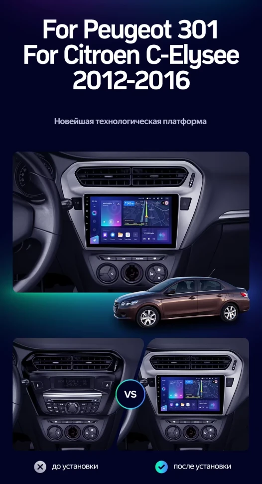 Штатная магнитола Teyes CC3 4/32 Peugeot 301 (2012-2016) F2