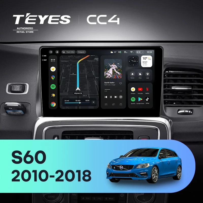 Штатная магнитола Teyes CC4 8/128 Volvo S60 Y20 (2010-2018)