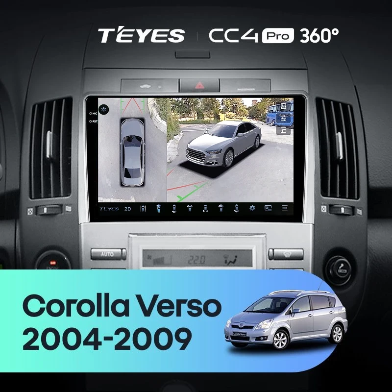 Штатная магнитола Teyes CC4 Pro 360 12/256 Toyota Corolla Verso AR10 (2004-2009) F2