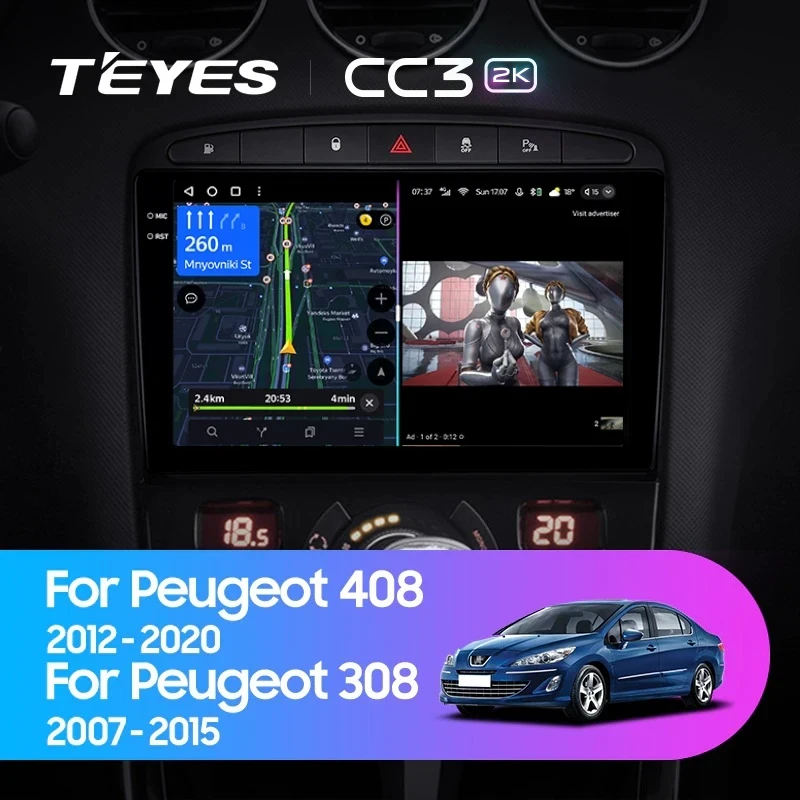 Штатная магнитола Teyes CC3 2K 360 6/128 Peugeot 408 1 T7 (2012-2020)