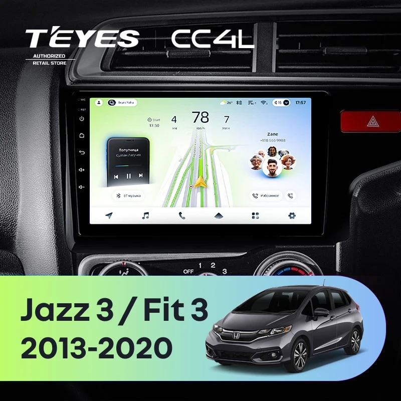 Штатная магнитола Teyes CC4L 4/64 Honda Jazz 3 (2015-2020) Тип-B Правый руль