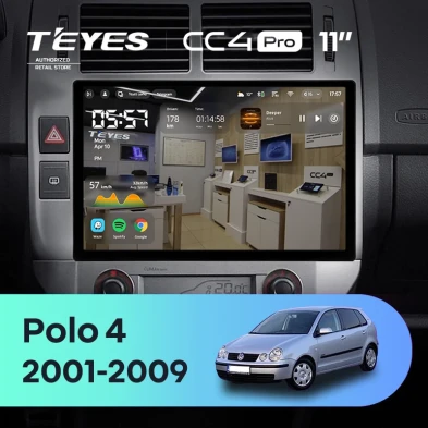 Штатная магнитола Teyes CC4 Pro 8/128 Volkswagen Polo Mk4 (2001-2009) F2 (11")