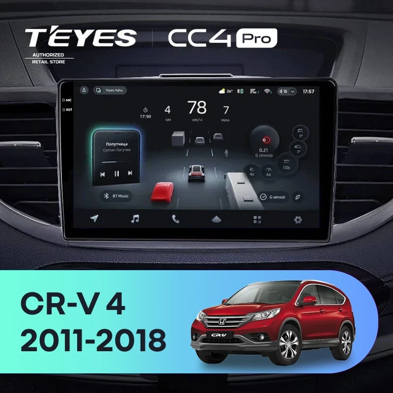 Штатная магнитола Teyes CC4 Pro 8/128 Honda CR-V 4 RM RE (2011-2018) Тип-A