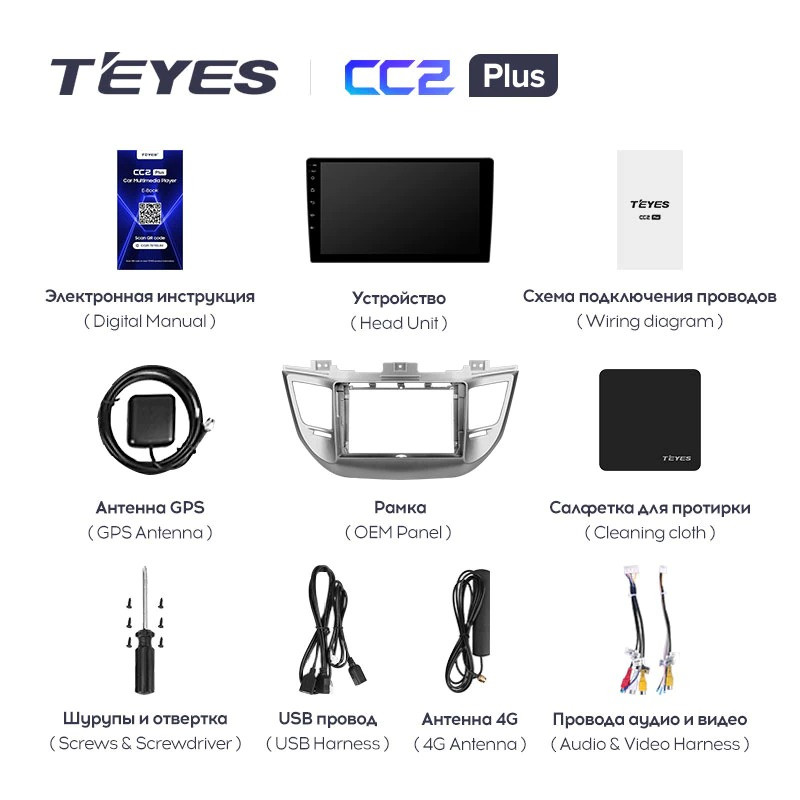 Штатная магнитола Teyes CC2 Plus 4/32 Hyundai Tucson 3 (2015-2018) Тип-A