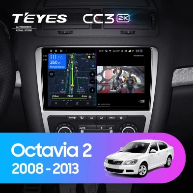 Штатная магнитола Teyes CC3 2K 360 6/128 Skoda Octavia 2 A5 (2008-2013) Серая
