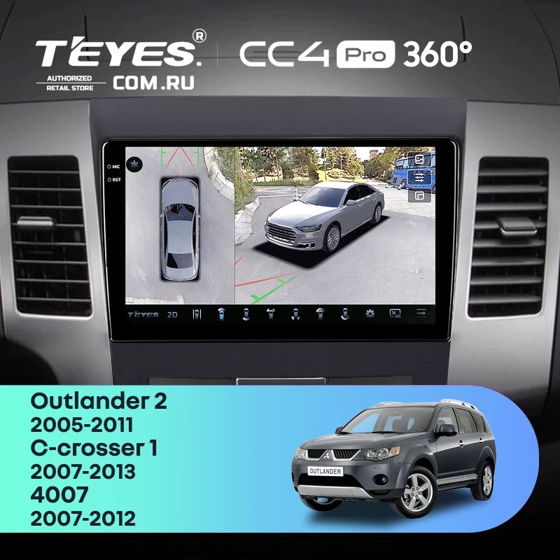 Штатная магнитола Teyes CC4 Pro 360 12/256 Peugeot 4007 (2007-2012) Декор Тип-B