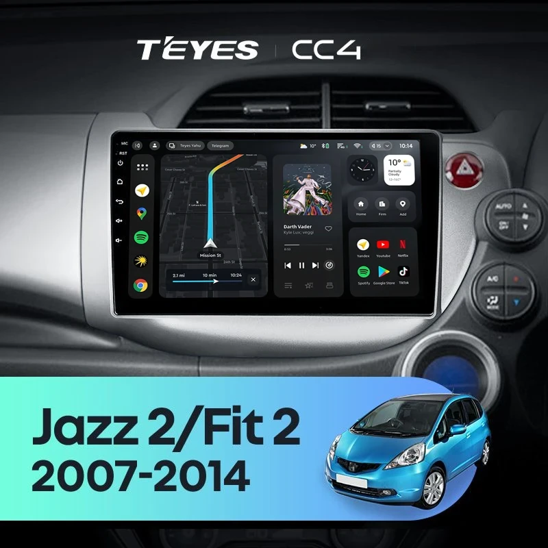 Штатная магнитола Teyes CC4 6/64 Honda Jazz 2 GG (2007-2014) Правый руль