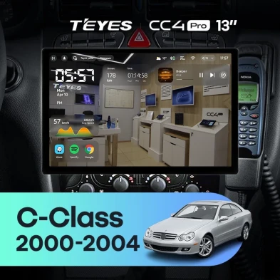 Штатная магнитола Teyes CC4 Pro 12/256 Mercedes-Benz C/CLK-Class S203 W203 W209 A209 (2000-2005) F1 (13")
