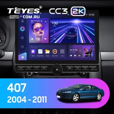 Штатная магнитола Teyes CC3 2K 6/128 Peugeot 407 (2004-2011) F2 (13" с кнопками)