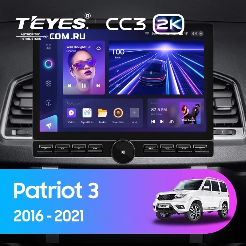 Штатная магнитола Teyes CC3 2K 6/128 UAZ Patriot 3 (2016-2021) F1 (13" с кнопками)