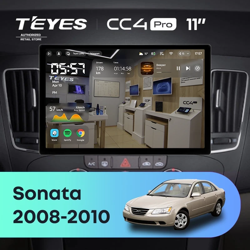 Штатная магнитола Teyes CC4 Pro 8/128 Hyundai Sonata NF (2008-2010) F2 (11")