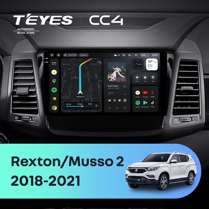 Штатная магнитола Teyes CC4 8/128 SsangYong Rexton Y450 Y400 (2018-2021)