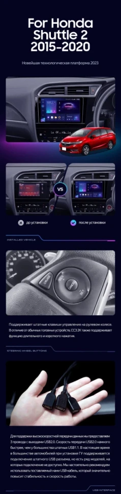 Штатная магнитола Teyes CC3 2K 6/128 Honda Shuttle 2 (2015-2020) Правый руль
