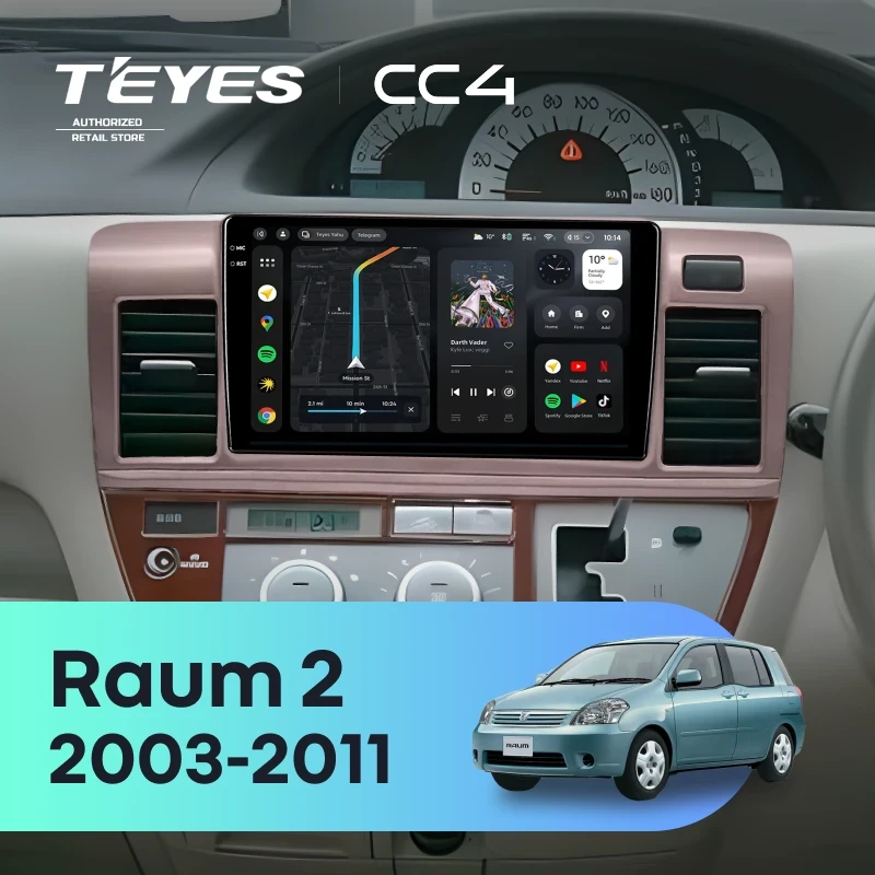 Штатная магнитола Teyes CC4 8/128 Toyota Raum 2 (2003-2011)