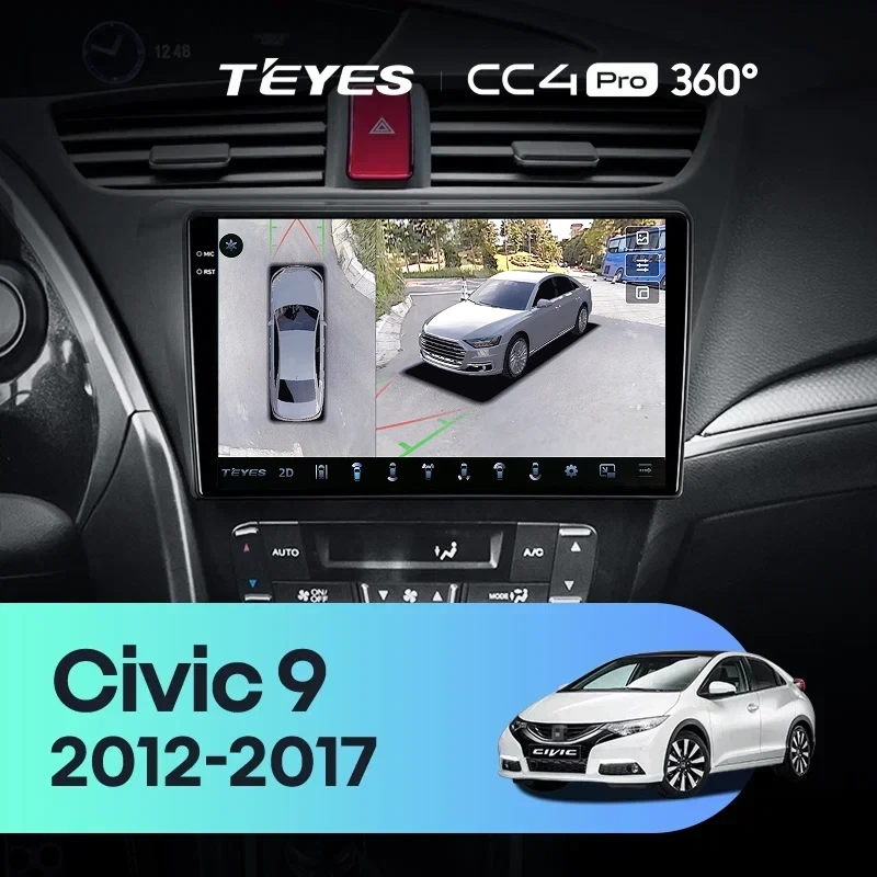 Штатная магнитола Teyes CC4 Pro 360 12/256 Honda Civic 9 FK FB (2012-2017)