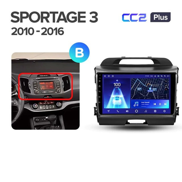 Штатная магнитола Teyes CC2 Plus 4/32 Kia Sportage 3 SL (2010-2016) Тип-A
