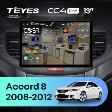 Штатная магнитола Teyes CC4 Pro 8/128 Honda Accord 8 (2008-2012) (13")