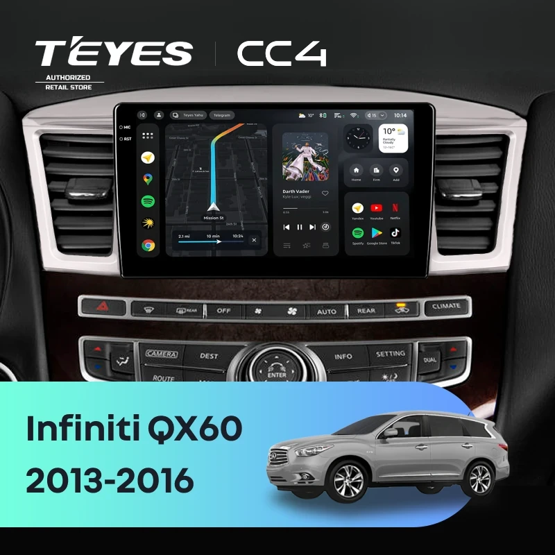 Штатная магнитола Teyes CC4 8/128 Infiniti QX60 (2013-2016)