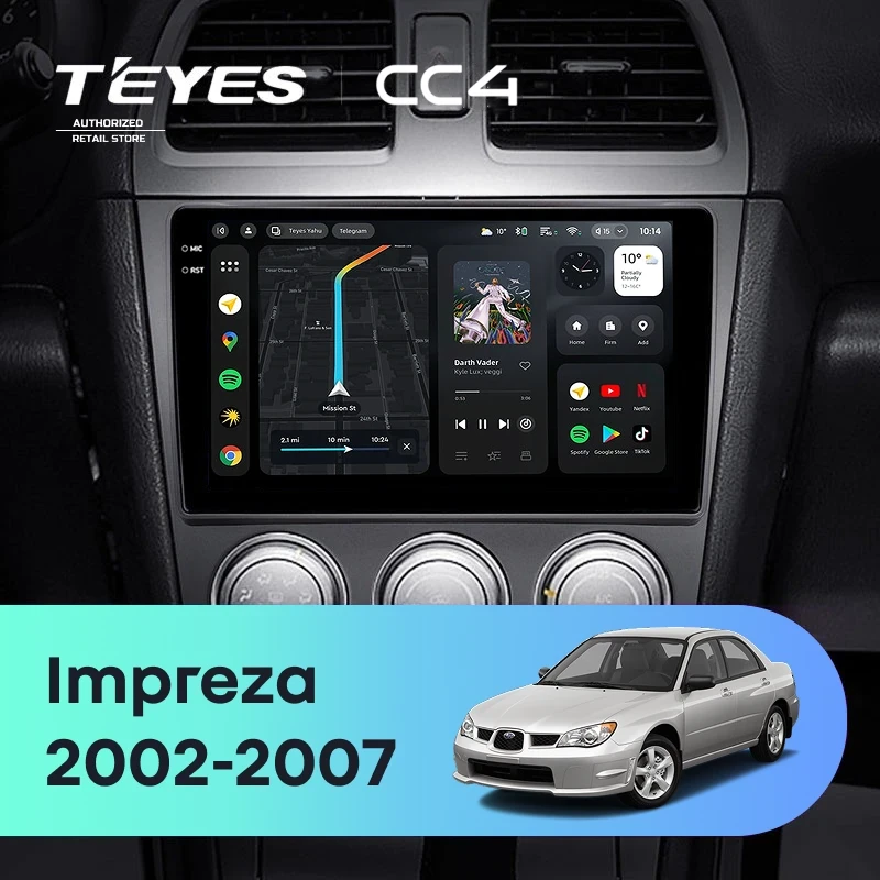 Штатная магнитола Teyes CC4 6/64 Subaru Impreza GD GG (2002-2007)