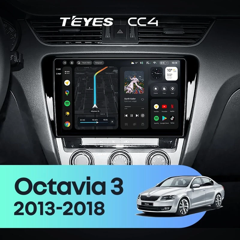 Штатная магнитола Teyes CC4 8/128 Skoda Octavia 3 A7 (2013-2018) Тип-B