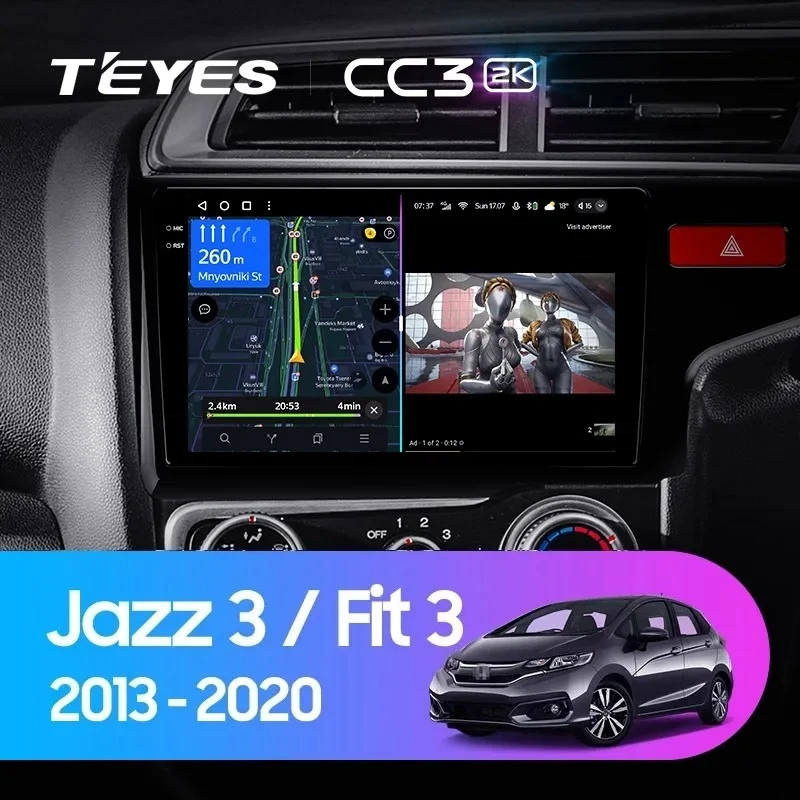 Штатная магнитола Teyes CC3 2K 6/128 Honda Jazz 3 (2015-2020) Тип-B Правый руль