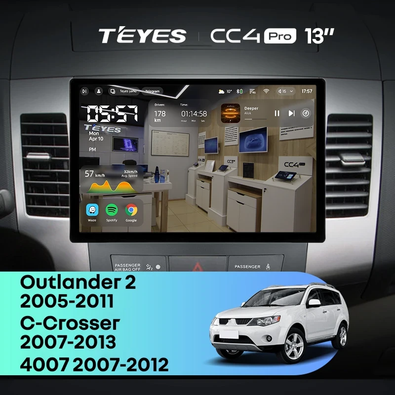 Штатная магнитола Teyes CC4 Pro 12/256 Mitsubishi Outlander 2 (2005-2011) Тип-B (13")