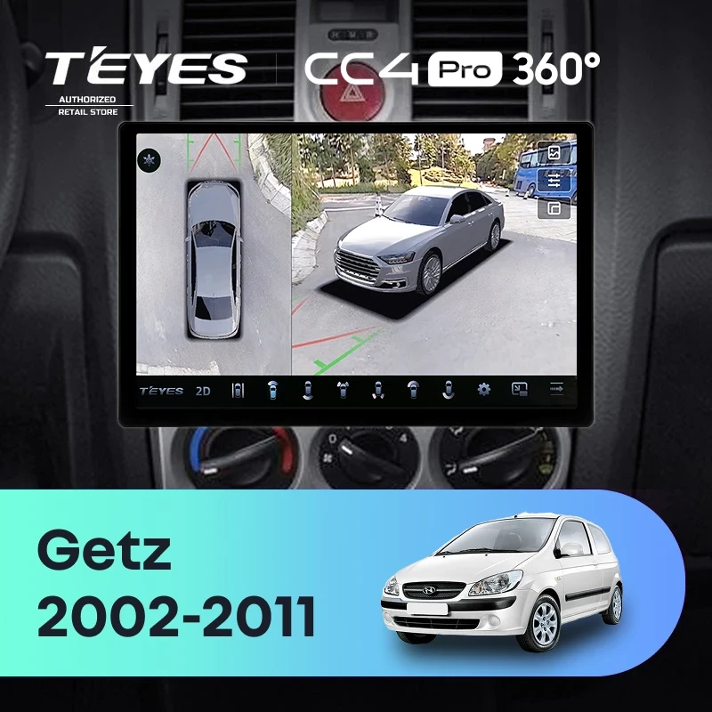Штатная магнитола Teyes CC4 Pro 360 12/256 Hyundai Getz (2002-2011) F2 (13")