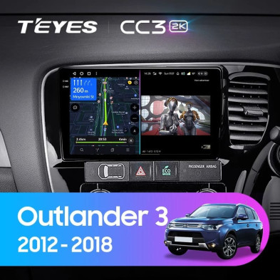 Штатная магнитола Teyes CC3 2K 4/32 Mitsubishi Outlander 3 GF0W GG0W (2012-2018) Тип-B Правый руль