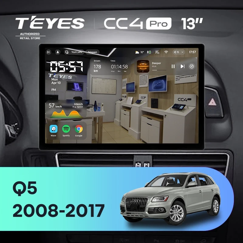 Штатная магнитола Teyes CC4 Pro 12/256 Audi Q5 8R (2008-2017) Тип-A (13")