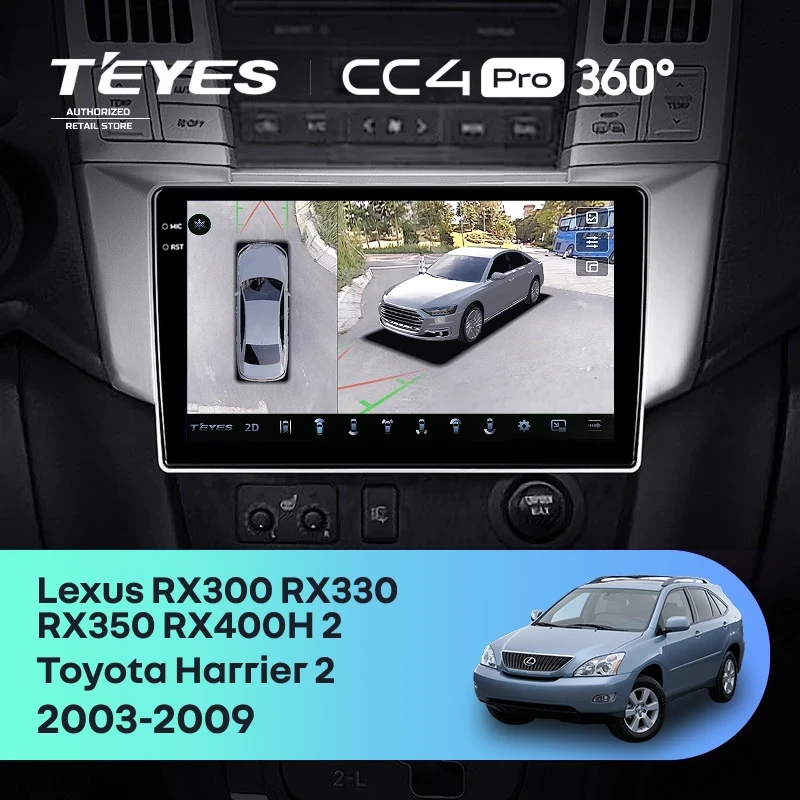 Штатная магнитола Teyes CC4 Pro 360 12/256 Lexus RX300 RX330 RX350 RX400H (2003-2009) F1