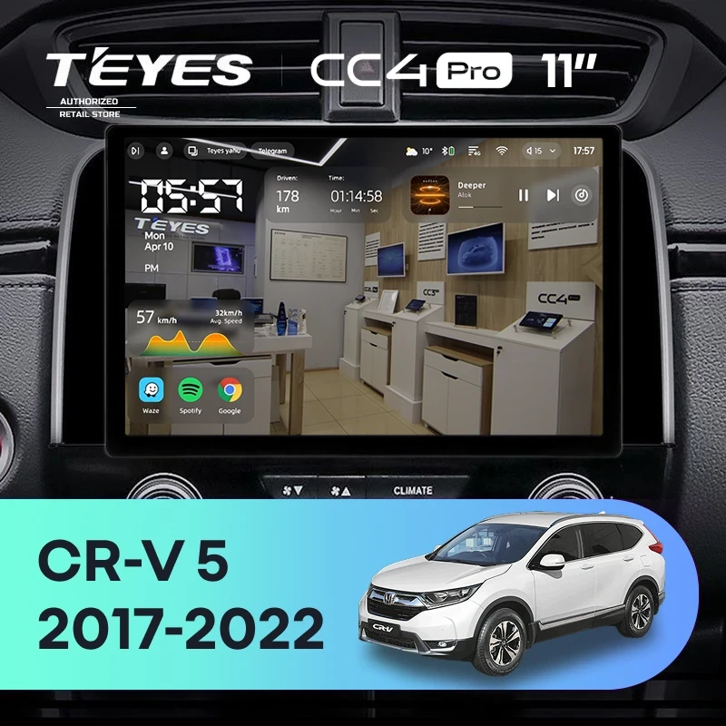 Штатная магнитола Teyes CC4 Pro 12/256 Honda CR-V 5 RT RW (2017-2022) (11")
