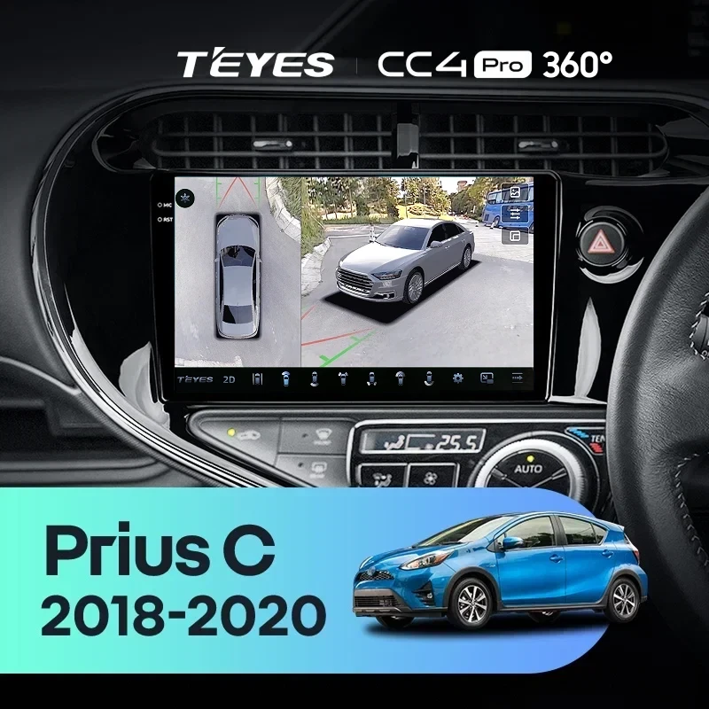 Штатная магнитола Teyes CC4 Pro 360 12/256 Toyota Prius C (2018-2020) Правый руль