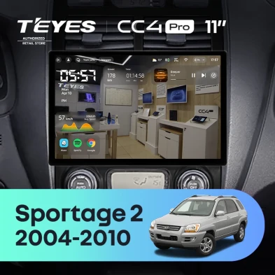 Штатная магнитола Teyes CC4 Pro 8/128 Kia Sportage 2 (2004-2010) F2 (11")