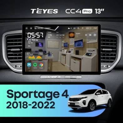 Штатная магнитола Teyes CC4 Pro 12/256 Kia Sportage 4 QL (2018-2022) Тип-B (13")