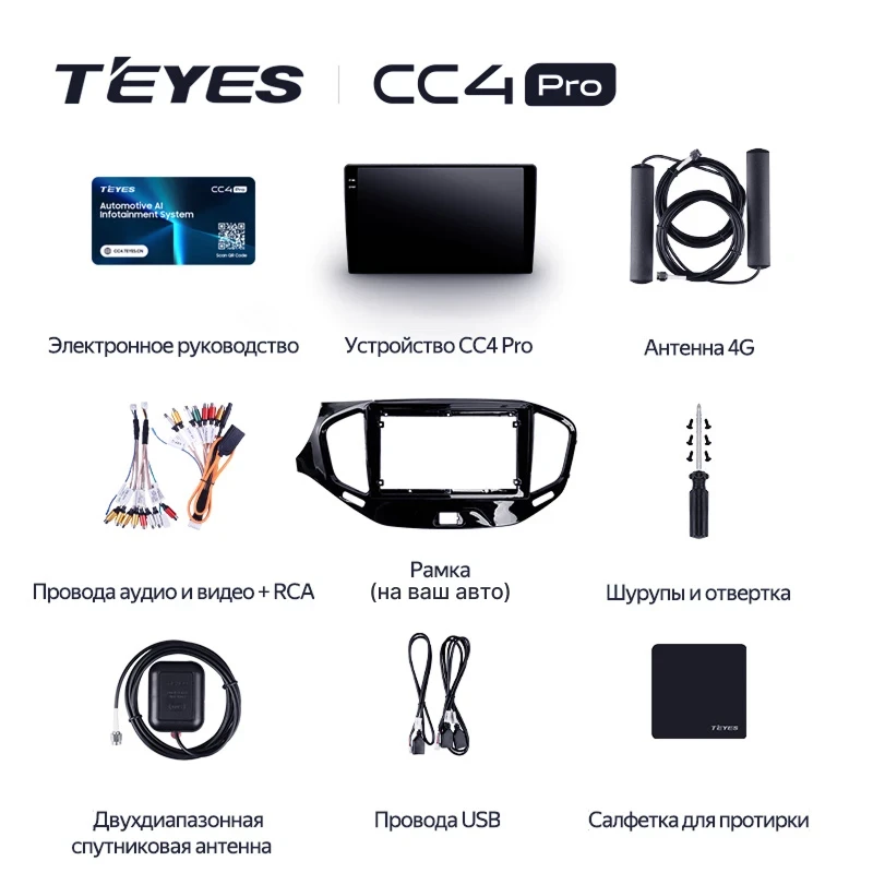 Штатная магнитола Teyes CC4 Pro 12/256 Lada Vesta NG (2023-2026) Тип-A (матовая)
