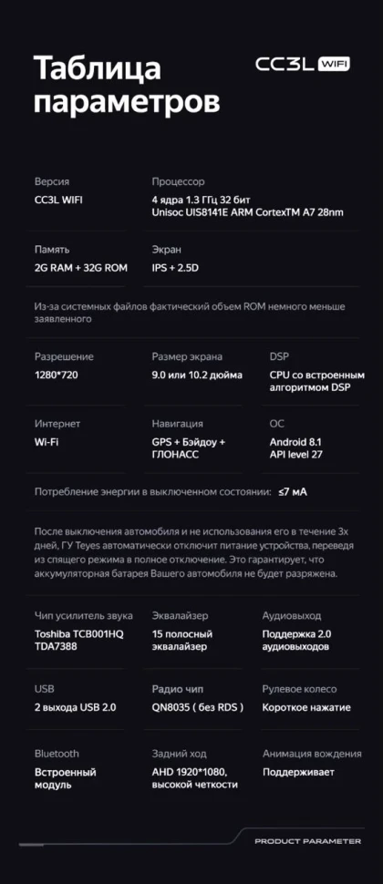 Штатная магнитола Teyes CC3L WiFi 2/32 Volkswagen Tiguan 2 (2016-2022) Тип-A