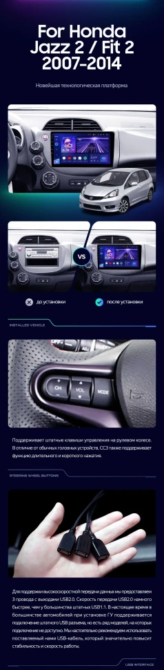 Штатная магнитола Teyes CC3 2K 6/128 Honda Fit 2 GE (2007-2014)