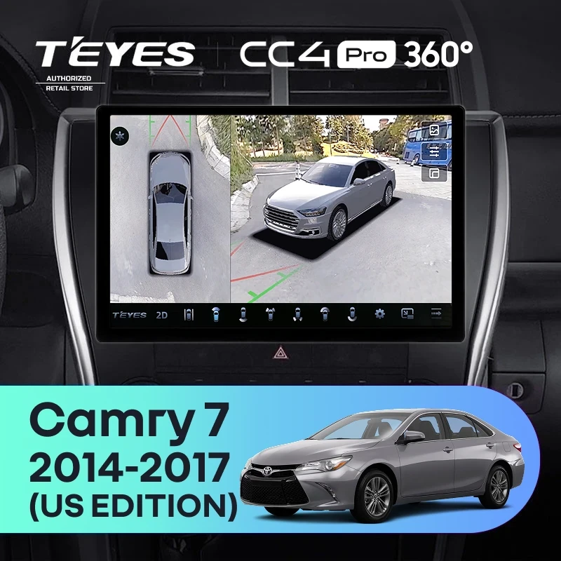 Штатная магнитола Teyes CC4 Pro 360 12/256 Toyota Camry 7 XV 50 55 (2014-2017) (North America) F5 (11")