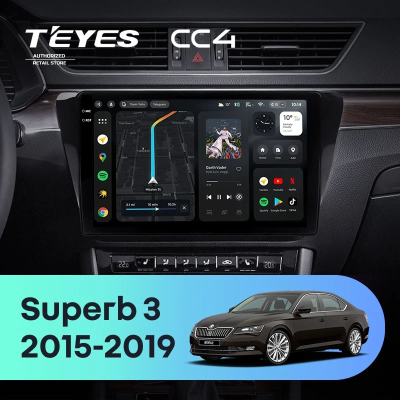 Штатная магнитола Teyes CC4 8/128 Skoda Superb 3 (2015-2026)