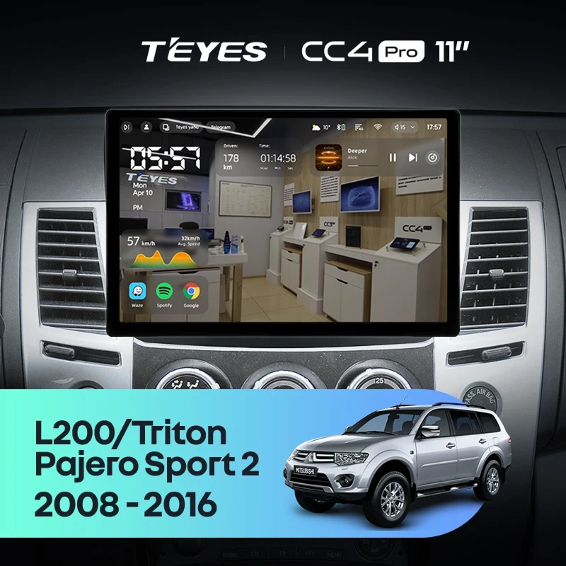 Штатная магнитола Teyes CC4 Pro 8/128 Mitsubishi Pajero Sport 2 (2008-2016) (11")