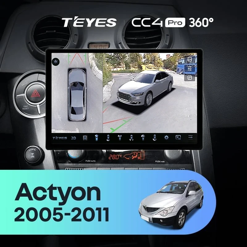 Штатная магнитола Teyes CC4 Pro 360 8/128 SsangYong Actyon C100 (2005-2011) (11")