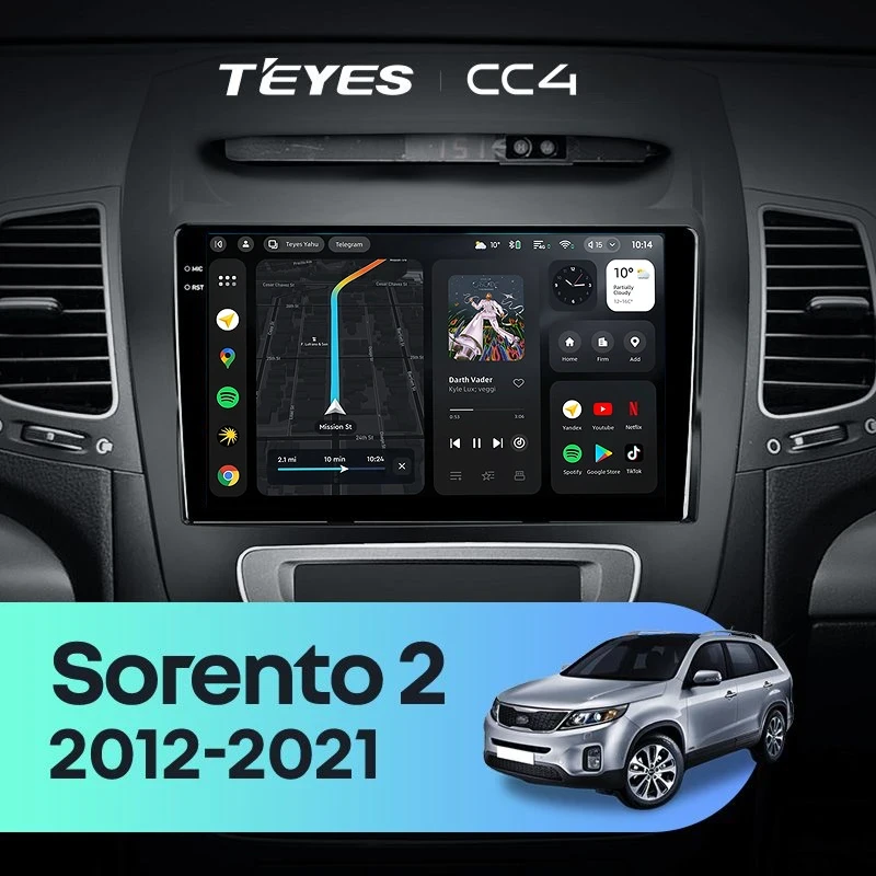 Штатная магнитола Teyes CC4 8/128 Kia Sorento 2 II XM (2012-2021) F3
