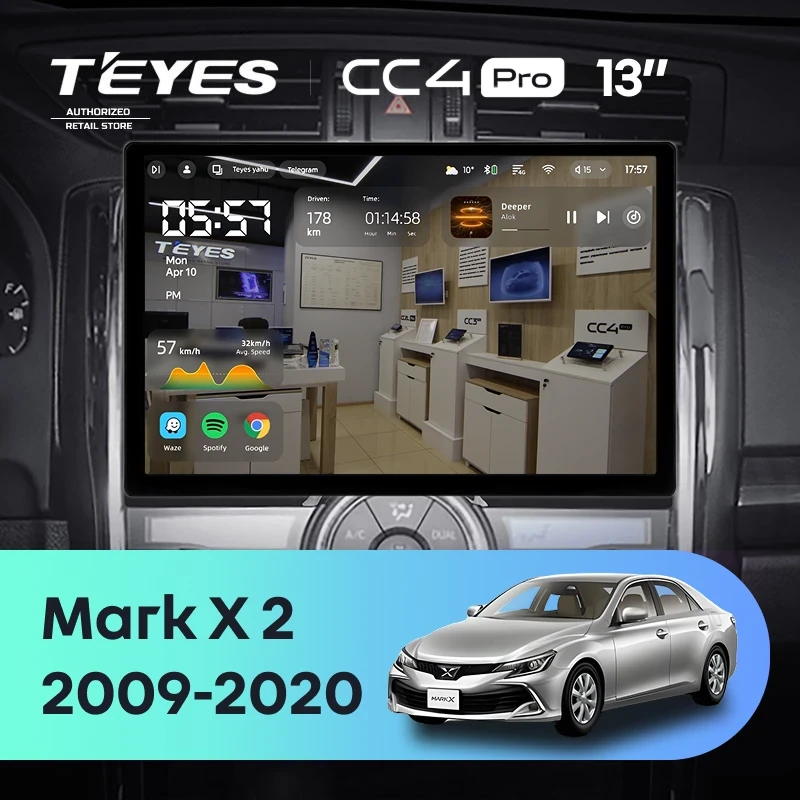 Штатная магнитола Teyes CC4 Pro 8/128 Toyota Mark X 2 X130 (2009-2020) (13")