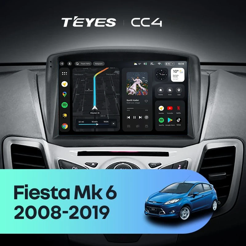 Штатная магнитола Teyes CC4 8/128 Ford Fiesta Mk 6 (2008-2019) F2 Тип-A