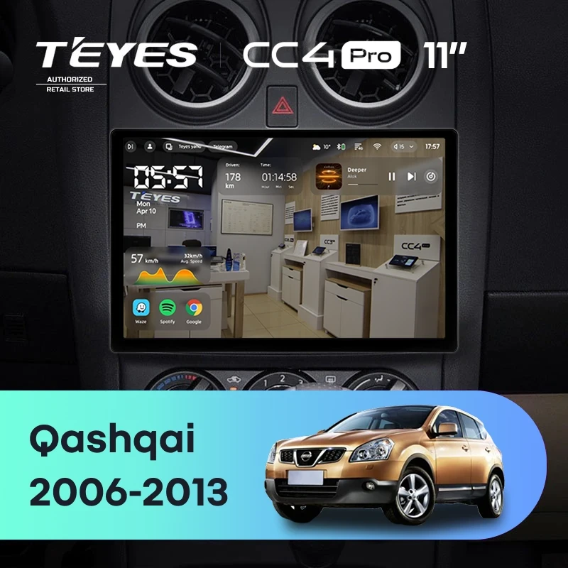 Штатная магнитола Teyes CC4 Pro 12/256 Nissan Qashqai 1 J10 (2006-2013) F1 (11")