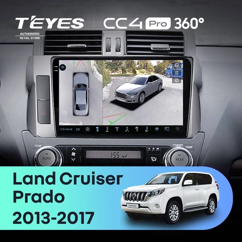 Штатная магнитола Teyes CC4 Pro 360 8/128 Toyota Land Cruiser Prado 150 (2013-2017)