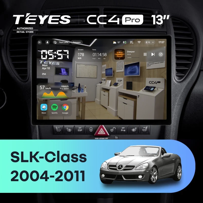Штатная магнитола Teyes CC4 Pro 8/128 Mercedes-Benz SLK-Class R171 (2004-2011) (13")
