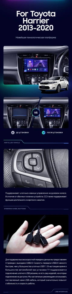 Штатная магнитола Teyes CC3 4/32 Toyota Harrier XU60 (2013-2020) F1