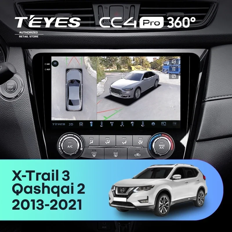 Штатная магнитола Teyes CC4 Pro 360 8/128 Nissan Qashqai 2 (2013-2021) F2 климат контроль Тип-C